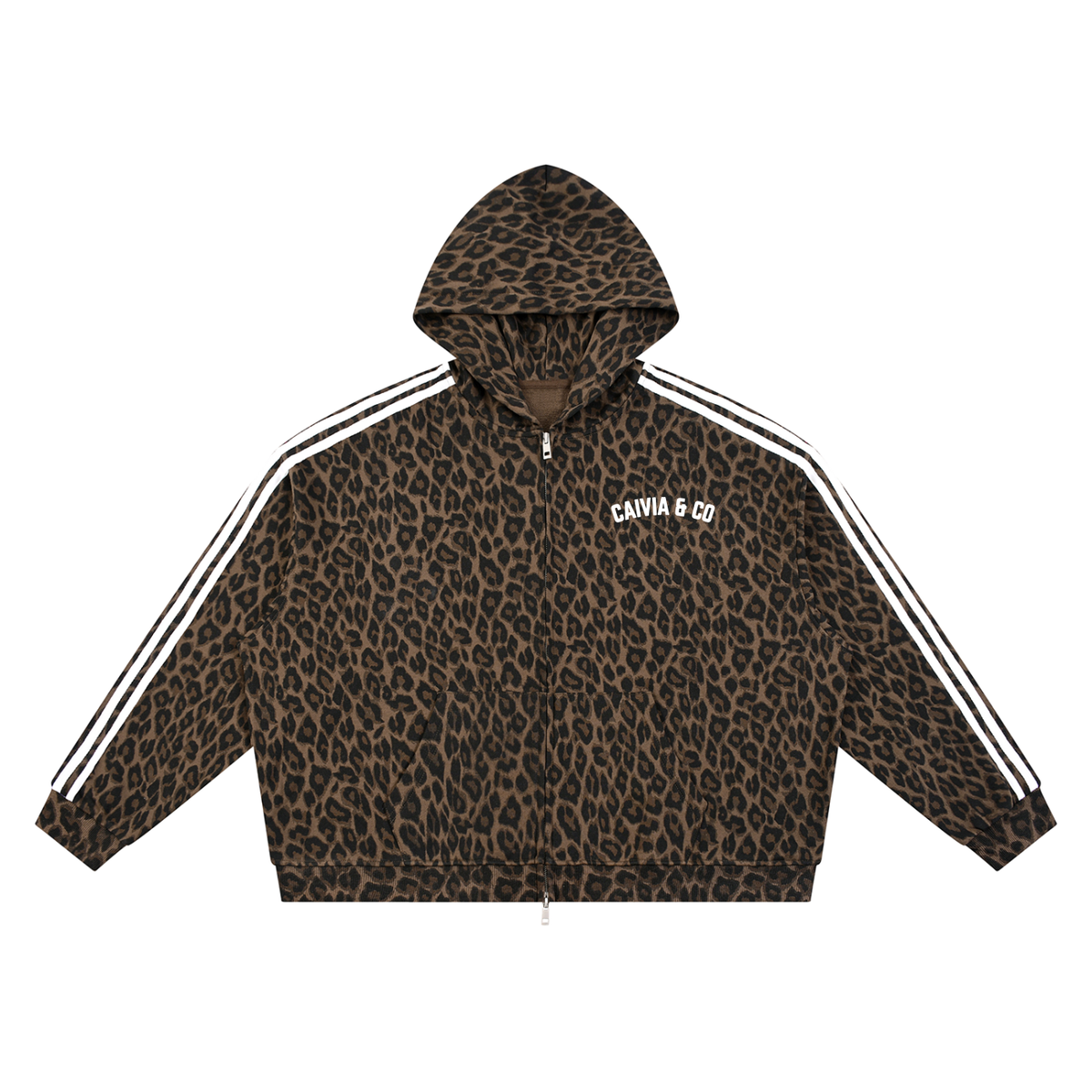 CAIVIA & Co. - Unisex Leopard Full Zip Hoodie