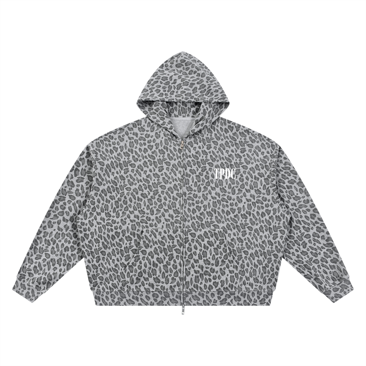 TPDC Winter - Unisex Leopard Print Waffle Full Zip Hoodie