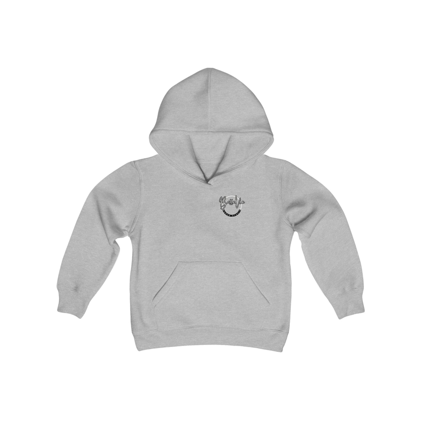 BellaVia - Youth Hooded Sweatshirt (Front Logo, Back Design)