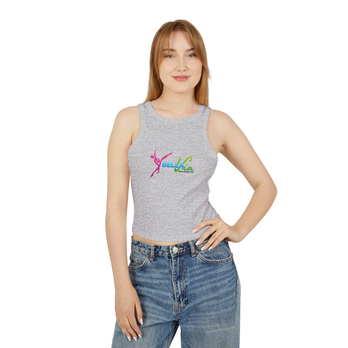 BellaVia - Women's Ribbed Racer Tank Top (Front Logo)