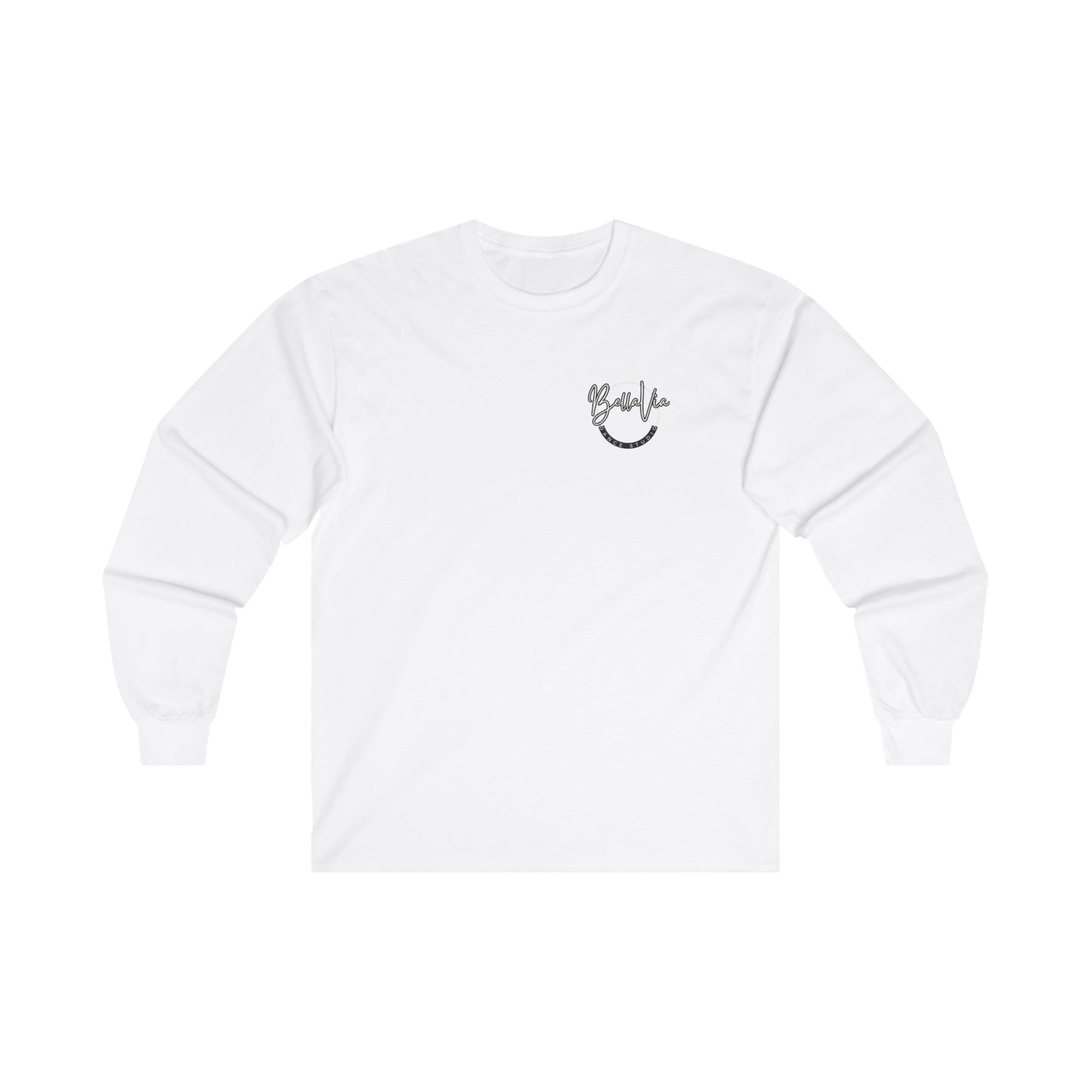 BellaVia - Unisex Cotton Long Sleeve Tee (Front Logo, Back Design)