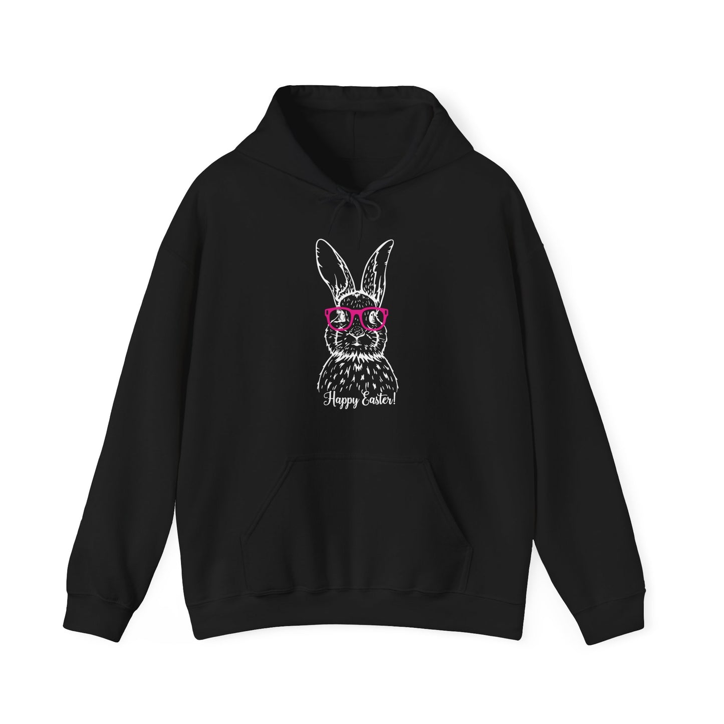 Easter Bunny with Glasses - Unisex Hooded Sweatshirt (Front Design)