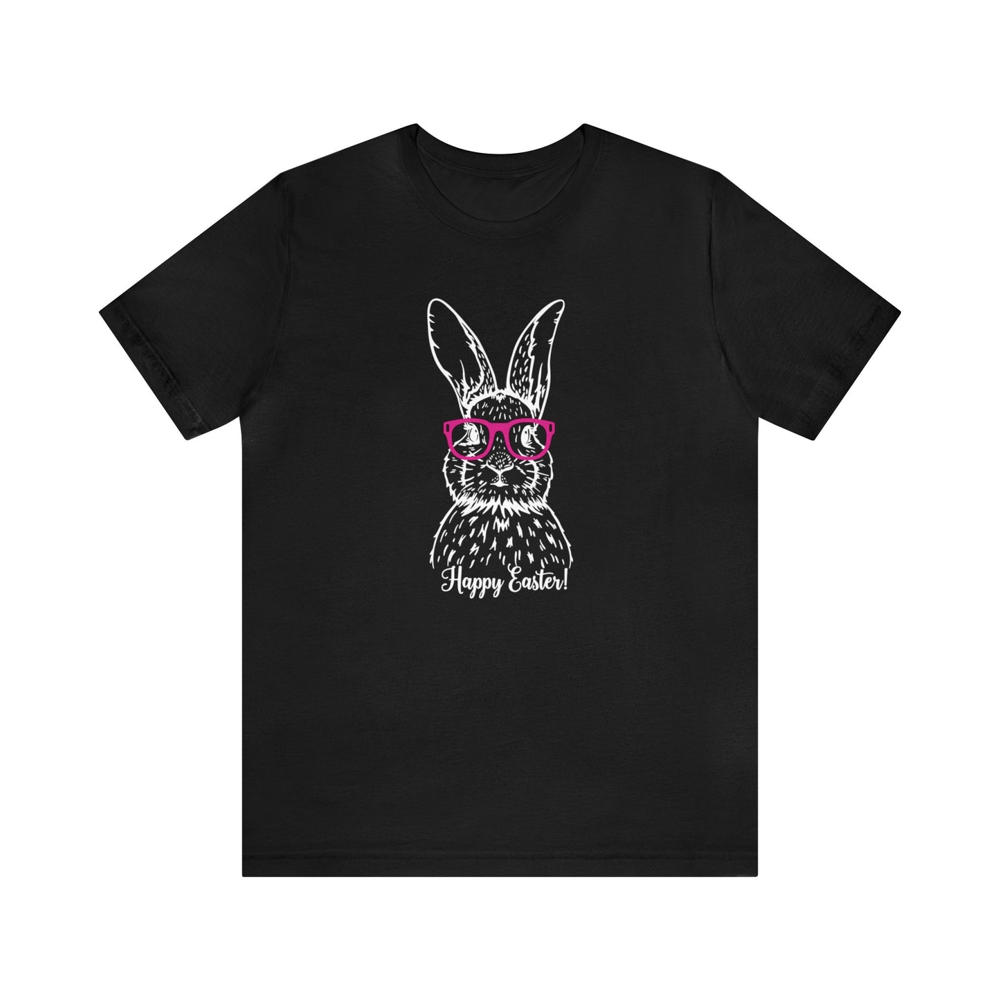 Easter Bunny with Glasses - Unisex Jersey Short Sleeve Tee (Front Design)