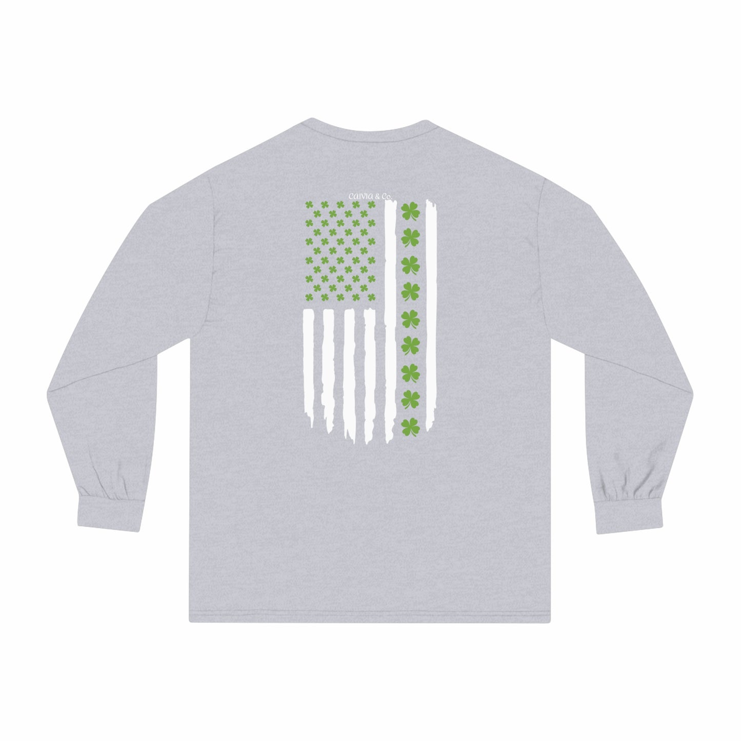 St. Patrick's Day - Unisex Long Sleeve T-Shirt - Front Logo, Back Design