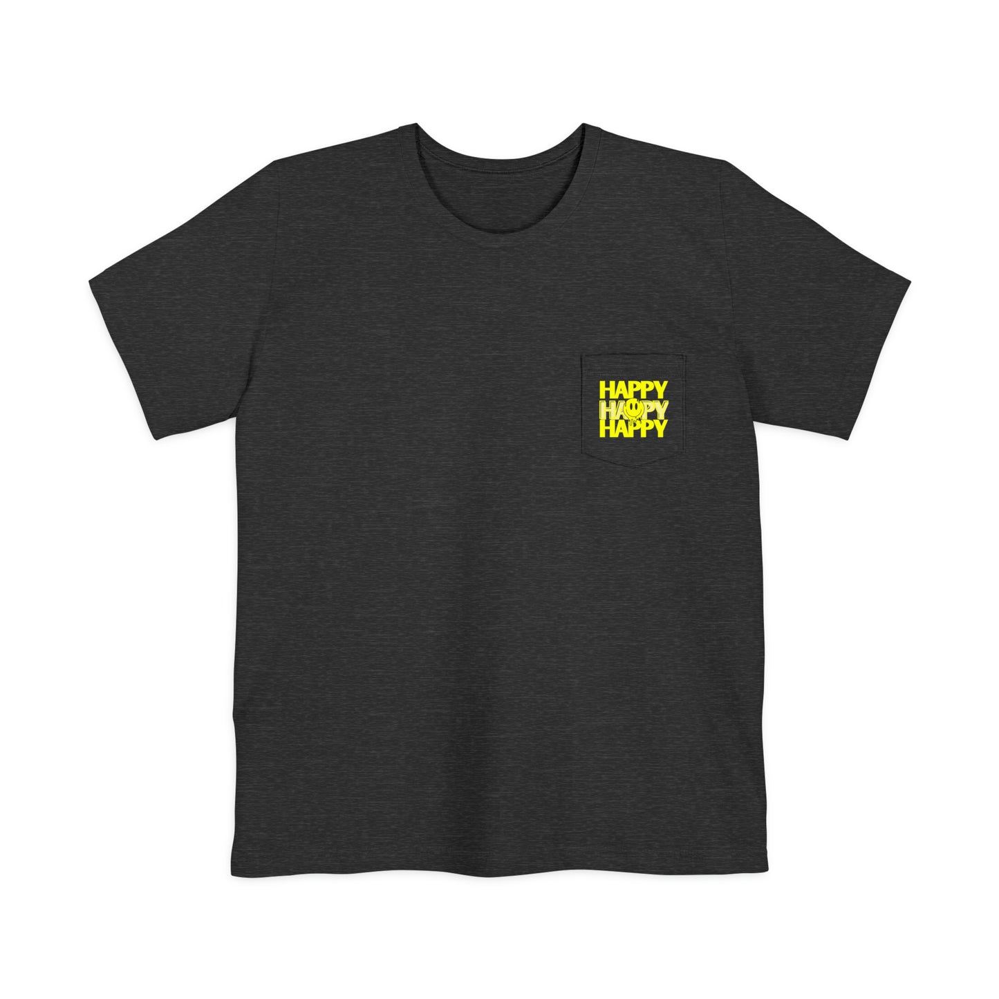 HAPPY HAPPY HAPPY - Unisex Pocket T-shirt - (Front Logo, Back Design)