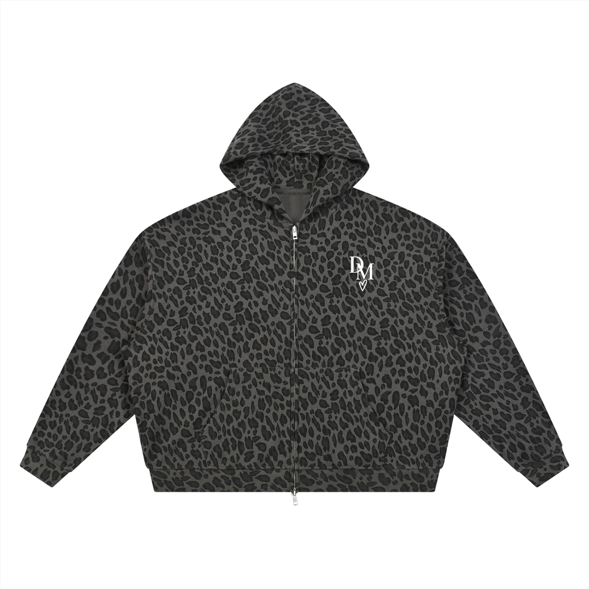 DM Fall - Unisex Leopard Print Waffle Full Zip Hoodie
