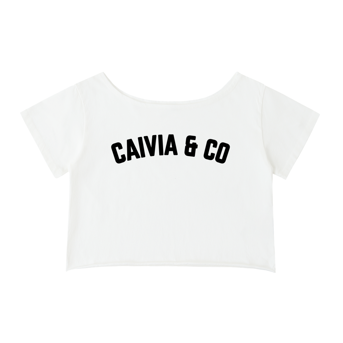 CAIVIA & Co. - Off-Shoulder Rolled Hem Cotton T-Shirt